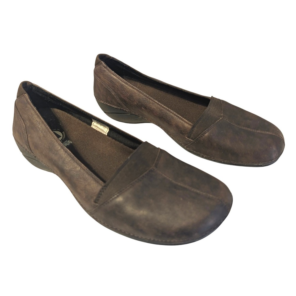 Merrell Apure Dark Brown Leather Slip On Flats Womens 10.5 J43446 QForm Shoes